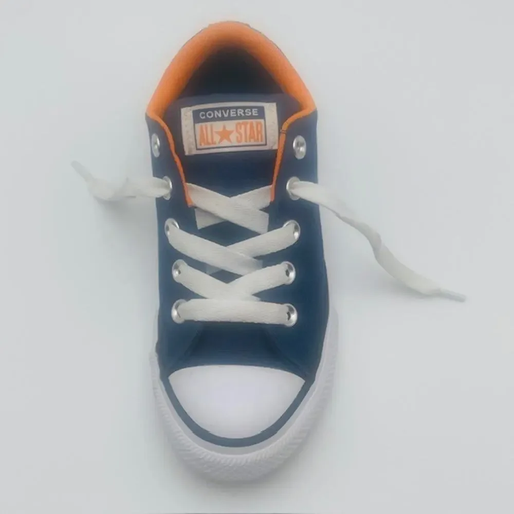 Converse All Star Laced Boys Sneaker Tennis Shoe's Blue White Orange - Jr Size 1